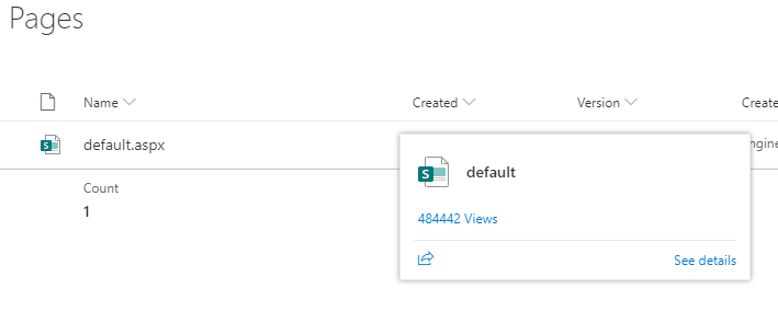 Hovering over file name to see Views - selecting views gives "File Statistics"