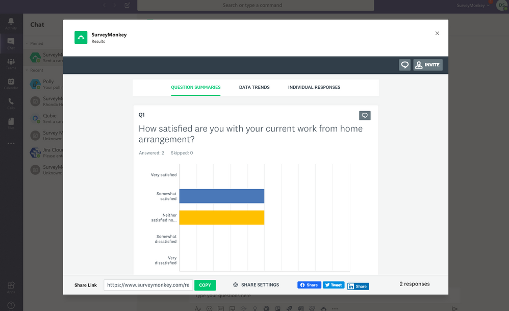 Pulse surveys from SurveyMonkey within Microsoft Teams