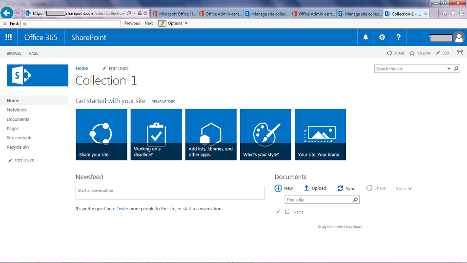 SharePoint Collections Create New Site.png