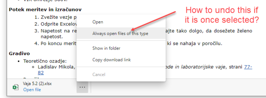 How do I turn off "Always open files of this type" in Edge Chromium? -  Microsoft Tech Community