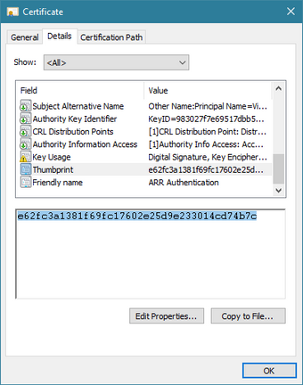 Getting the certificate hash