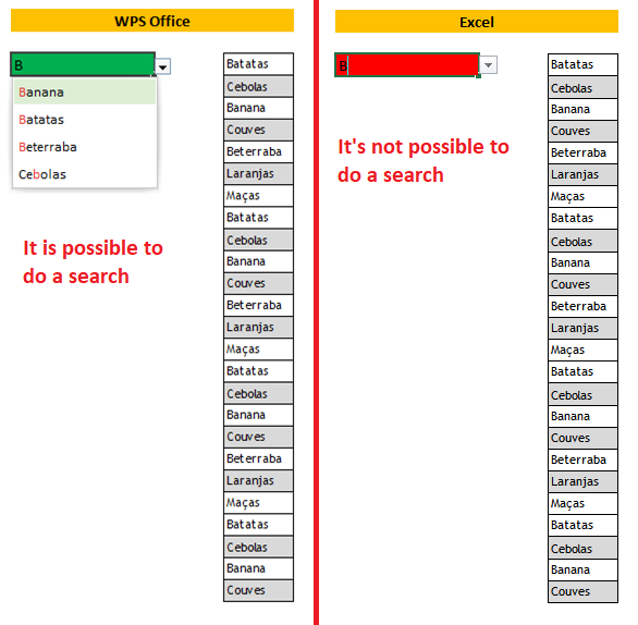 WPS vs Excel Search