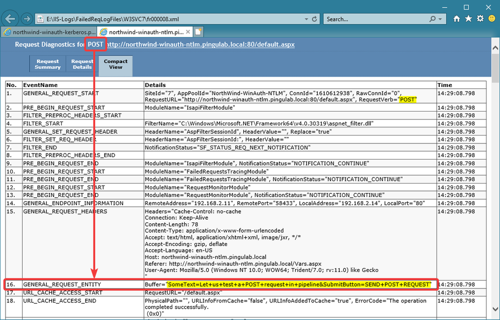 Look for REQUEST_ENTITY and RESPONSE_ENTITY to get the payload, or body, sent by client or by server