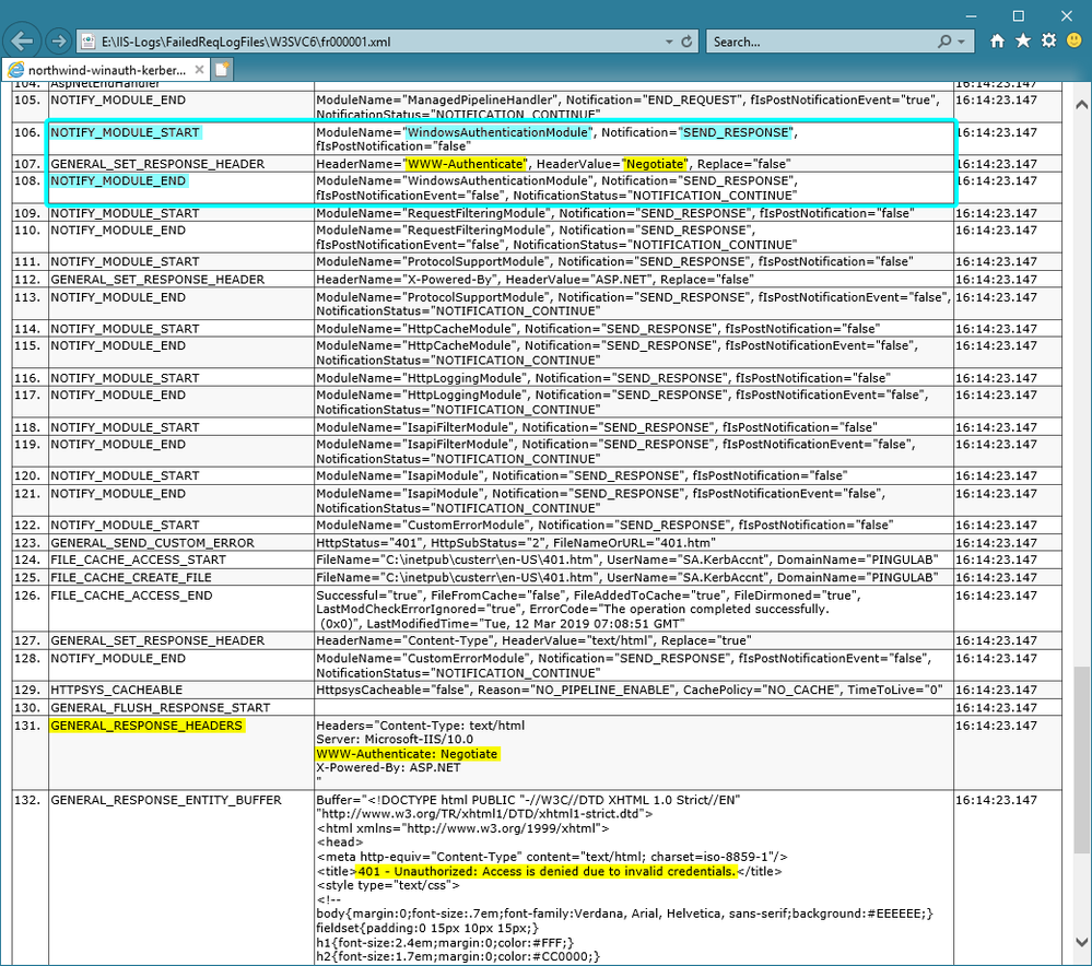 A normal Challenge Response: 401-Unauthorized response status code, with a WWW-Authenticate=Negotiate response header set