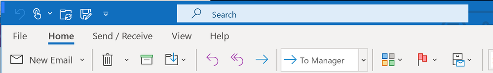 Search box is activated to click and reposition the Outlook window