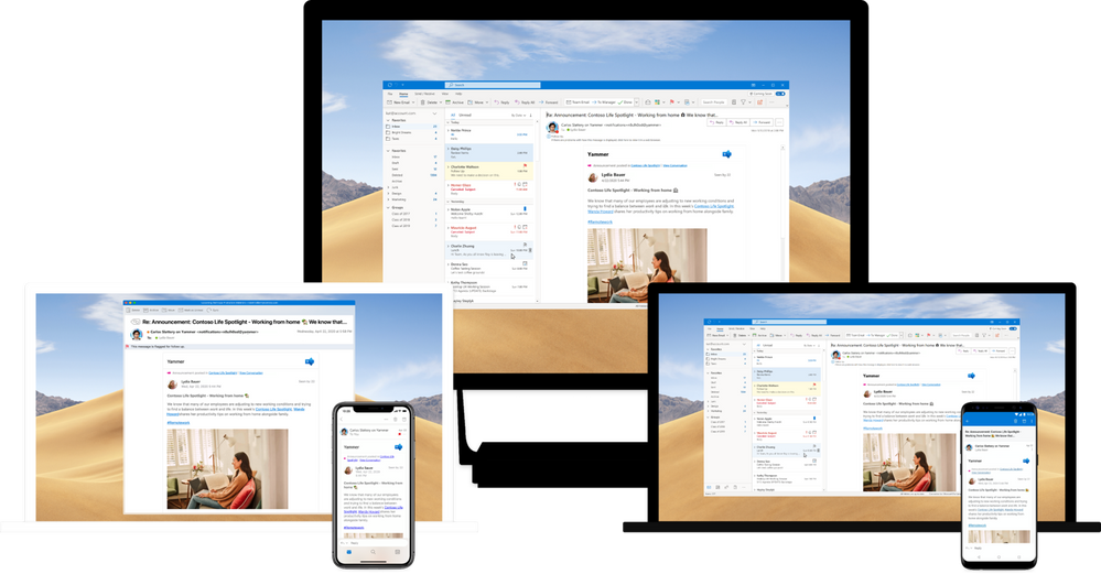 Yammer emails are now interactive across all versions of Outlook