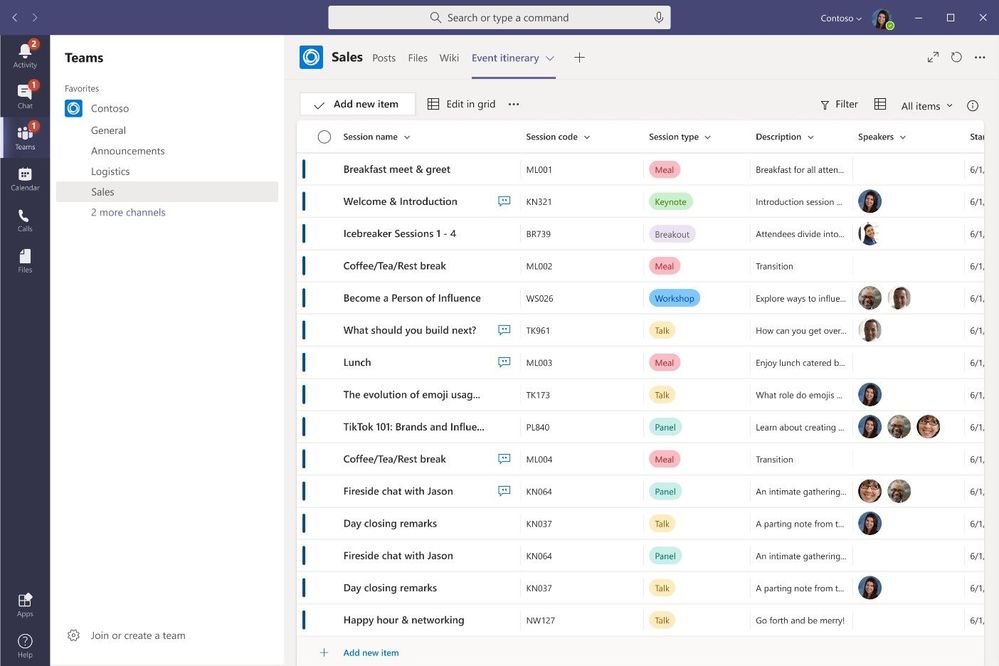 Create, share, and track list all from within Microsoft Teams.