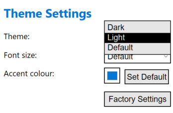 Part of Dictionary application settings page