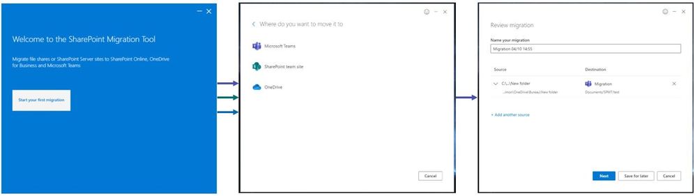 Login to SharePoint Migration Tool (SPMT), select where you want to move content to, review and start migrating to Microsoft 365 today.