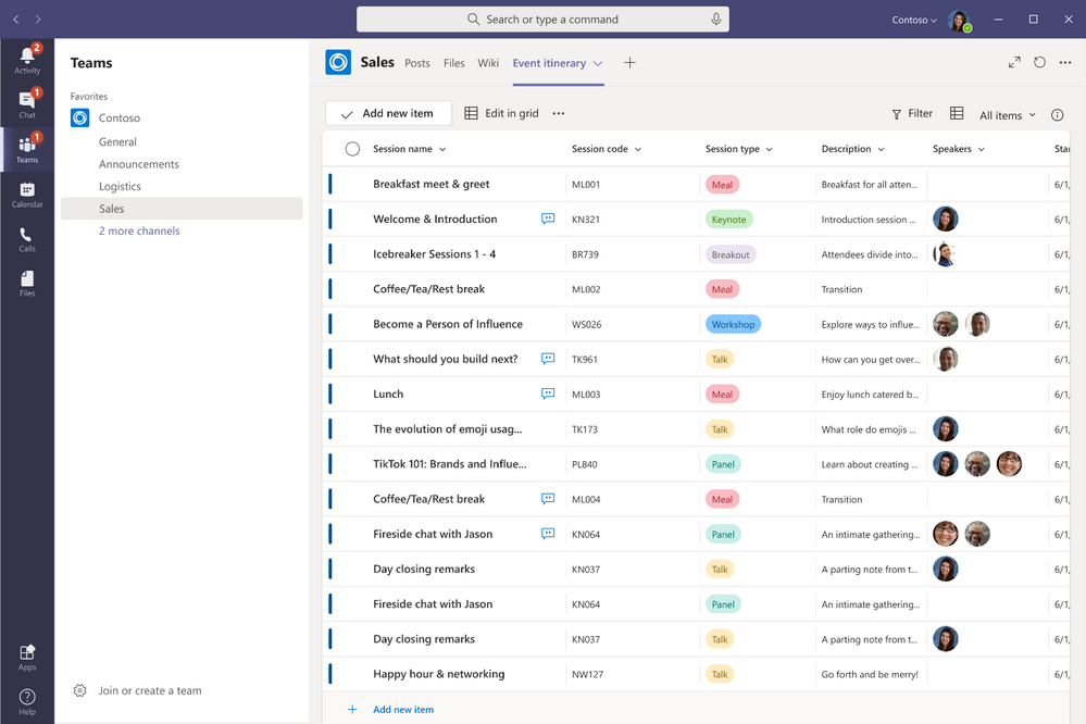 You can create, share, and track list all from within Microsoft Teams.