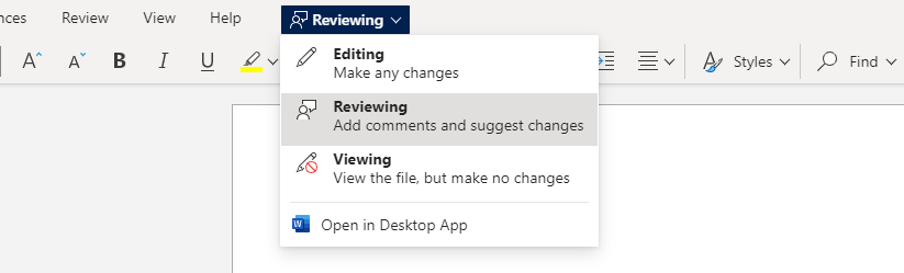 Open with Review Mode only on Word for the Web - Microsoft Community Hub