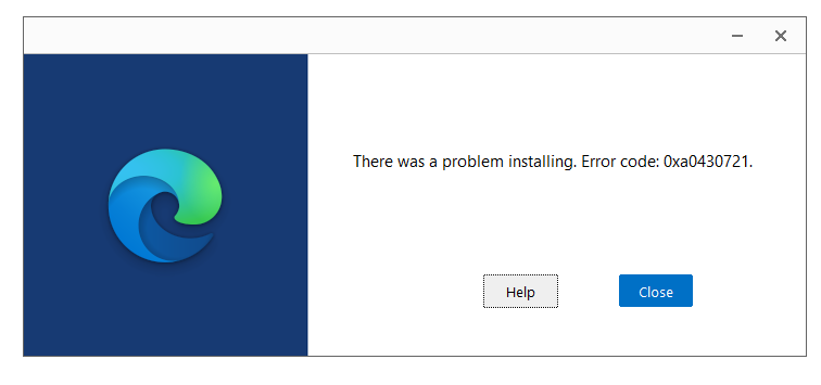 Error given by installer when trying to install Microsoft Edge Canary.