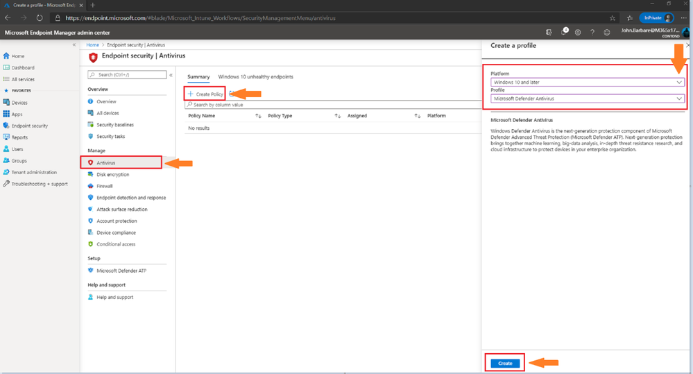 Creating the WDAV Policy