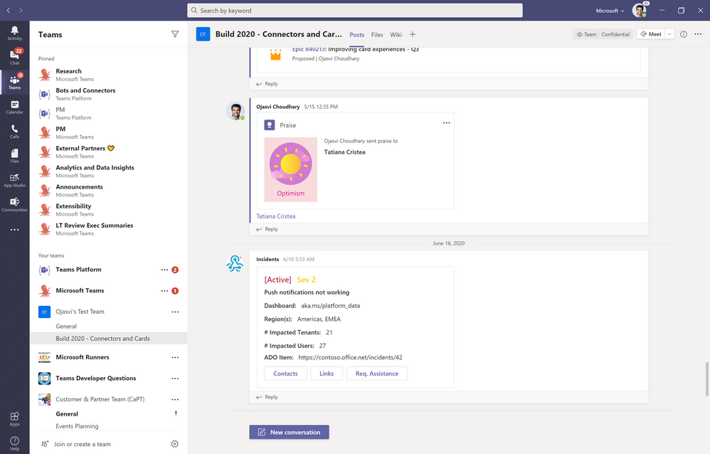 Incoming webhooks in Microsoft Teams now support Adaptive Cards.