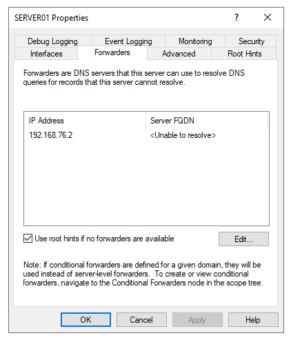 Windows Server 2019 warns No Internet Access after AD, DNS and DHCP setup -  Microsoft Tech Community
