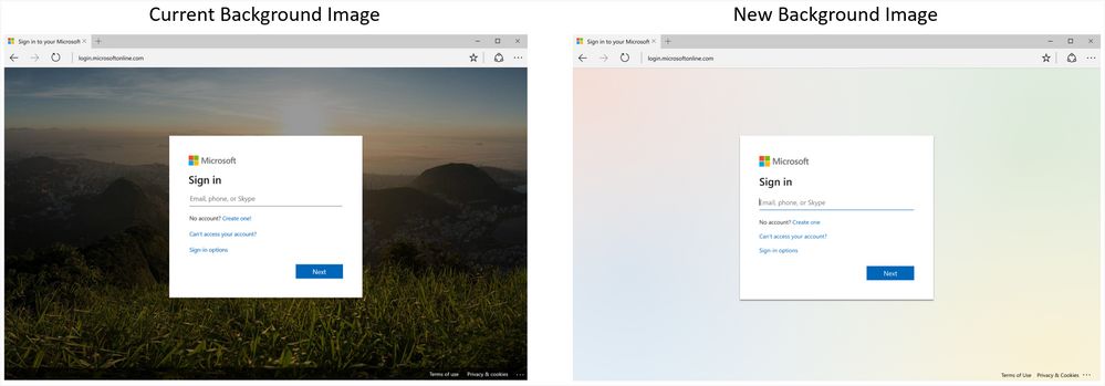 New Azure AD and Microsoft 365 sign-in background design reduces bandwidth requirements and improves perceived page load times.