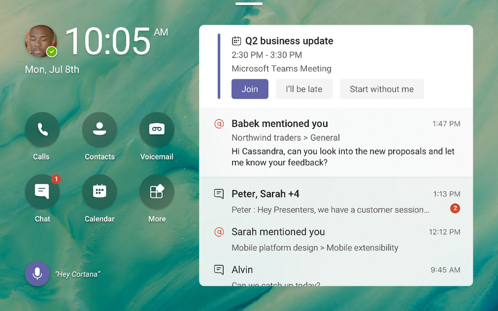 Microsoft Teams displays can be personalized to include wallpapers and highlight important activities and notifications.