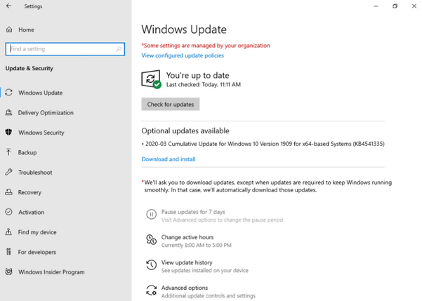 Viewing Windows Update settings configured via Intune on the client