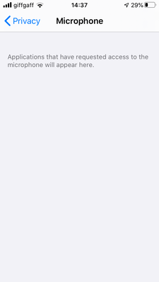 iPhone Settings > Privacy > Microphone