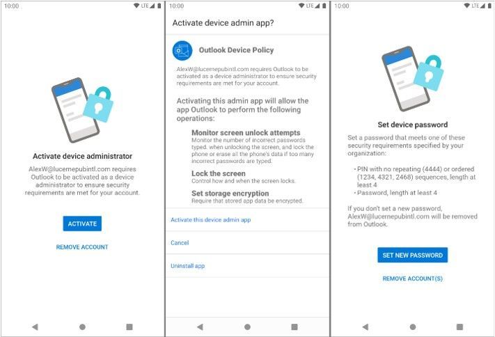 Coming Soon: Outlook for Android support for Android 10 device password  complexity - Microsoft Community Hub