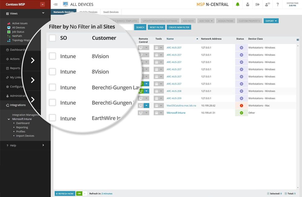 Discover devices managed by Intune and monitor those from SolarWinds N-central or RMM dashboards