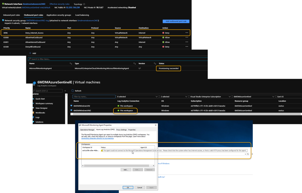 Log Analytics Agent cannot connect due to a blocked port