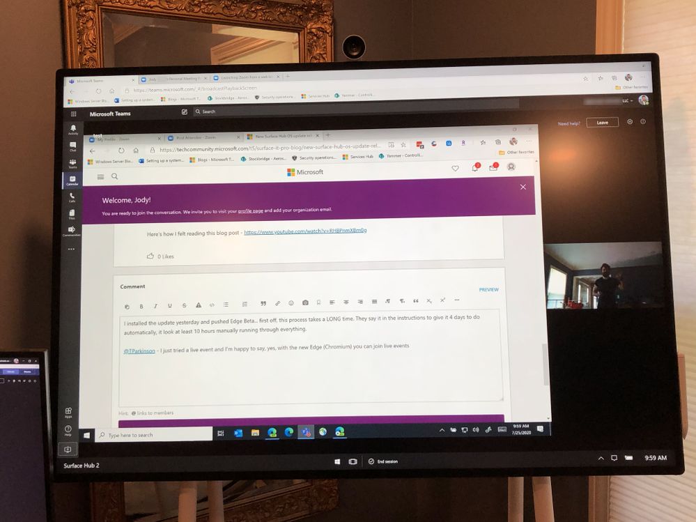 Teams running in Edge Chromium on Surface Hub - During Live Meeting