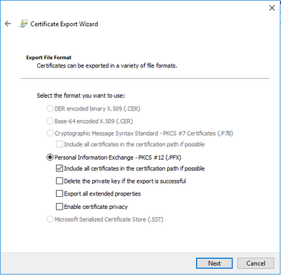 SQL2019 certificate import error quot selected certificate name does not