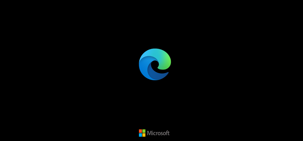Splash screen for Microsoft Edge set in Dark Theme