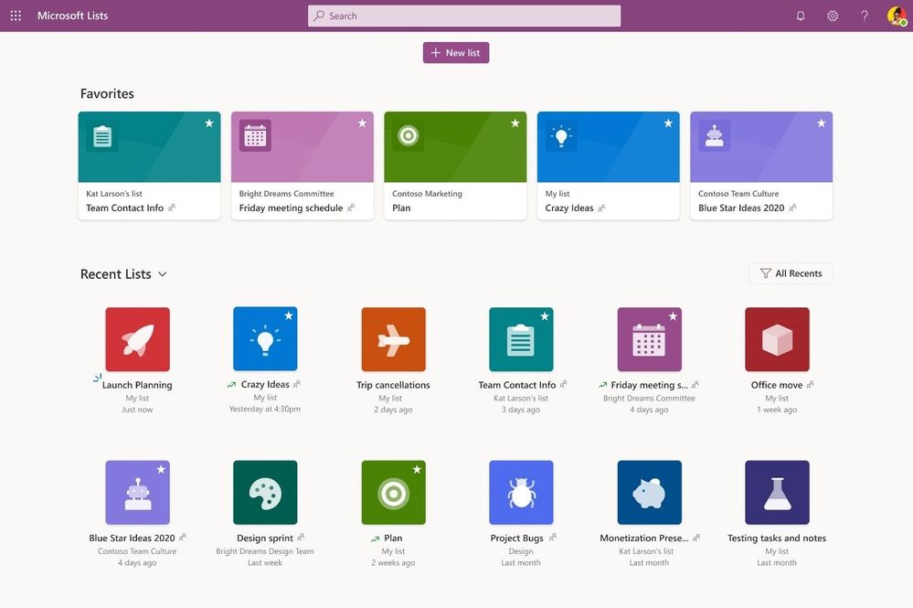 The Microsoft Lists app in Microsoft 365 - a home for all your lists.