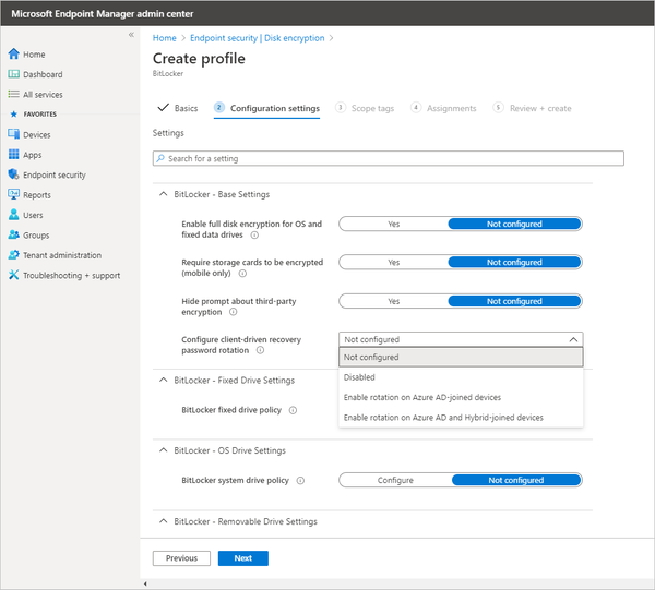 Create an Endpoint Security profile in Microsoft Endpoint Manager