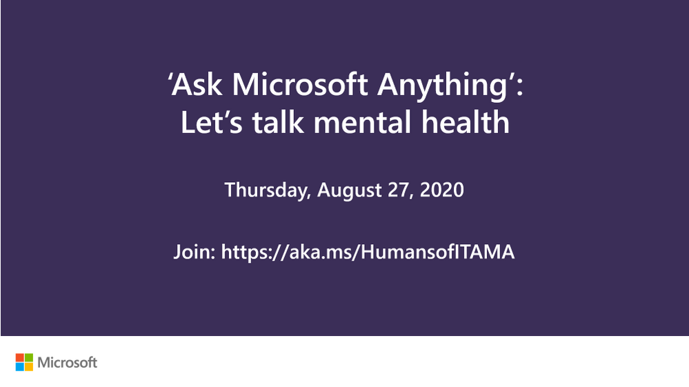 Let's Talk Mental Health AMA - August 27, 2020