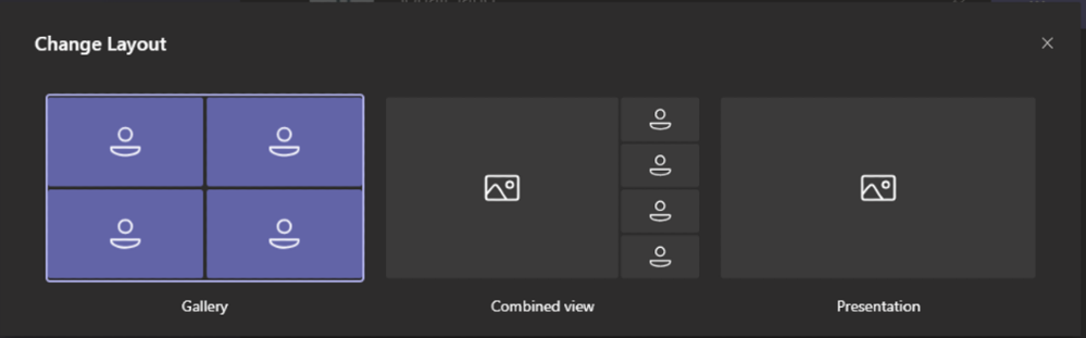 Change layout selection window on the Microsoft Teams console