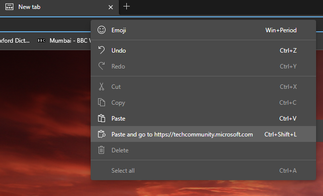 The Paste and go option in the context menu of the address bar is back -  Microsoft Community Hub