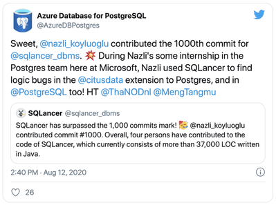 https://twitter.com/AzureDBPostgres/status/1293663559801438208