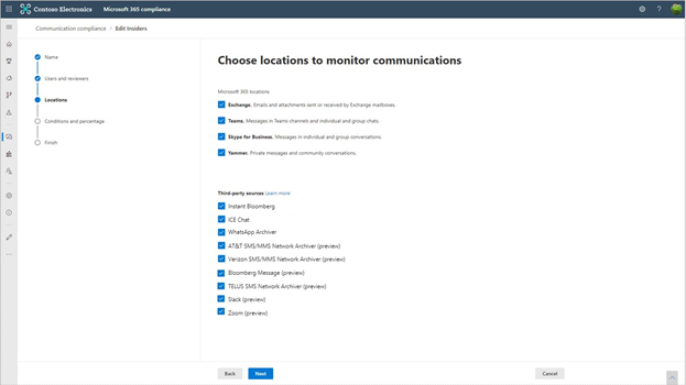 Selection of communication platforms, within Microsoft 365 and third-party sources.