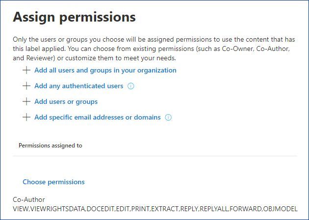 Figure 2: Assign permissions dialog.