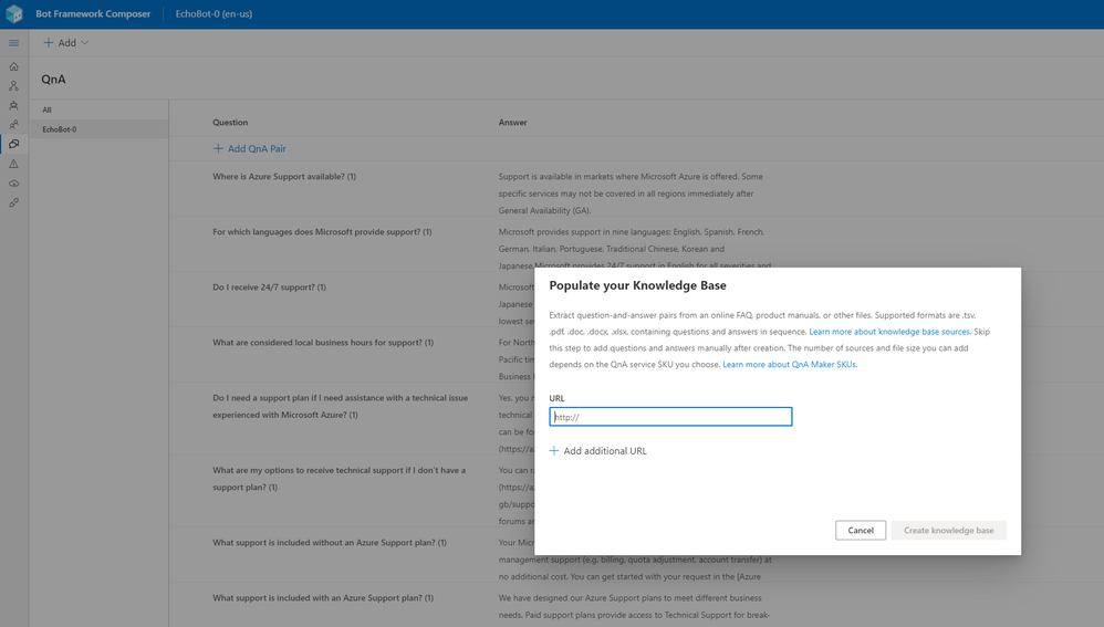 QnA Maker integration in Composer