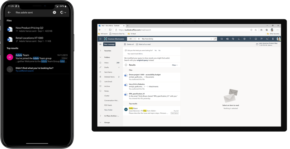 Files Answer on Outlook on the web and mobile