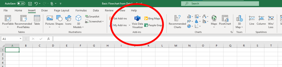 Dedicated Data Visualizer button in the Excel ribbon