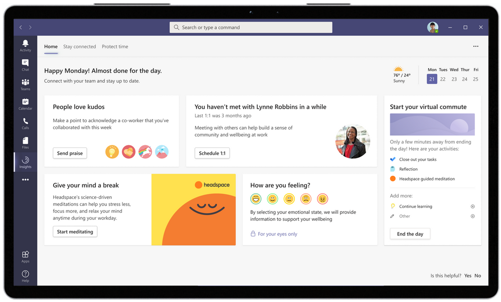 Wellbeing and productivity insights in Microsoft Teams