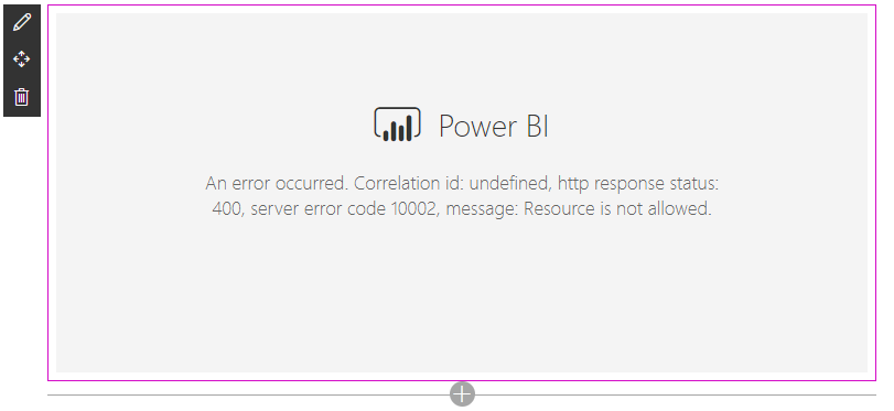 Power BI Web Part Error Message