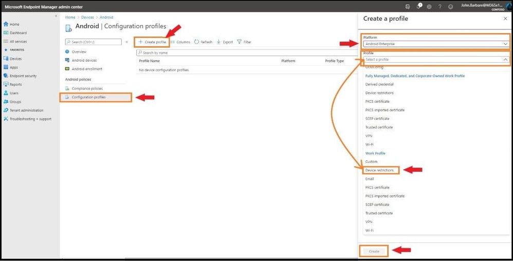 Selecting Device Restrictions