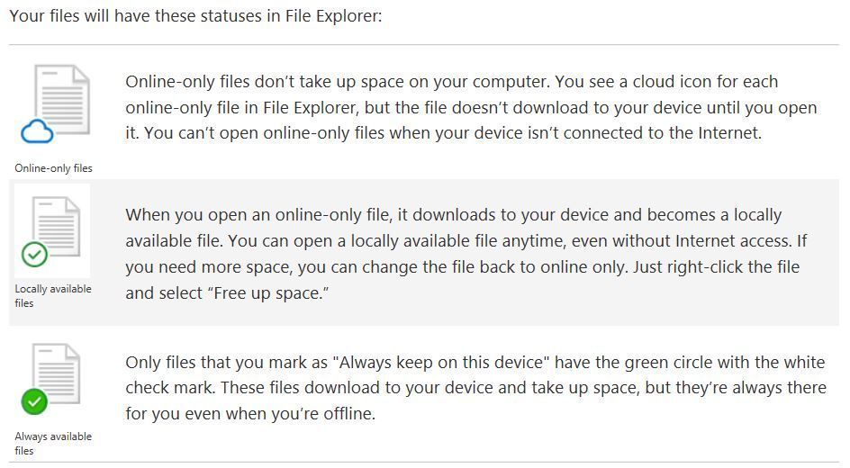 Files on demand - difference in 'locally available' and 'always available'  files - Microsoft Tech Community