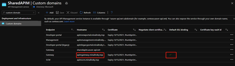 API Management custom domain setting