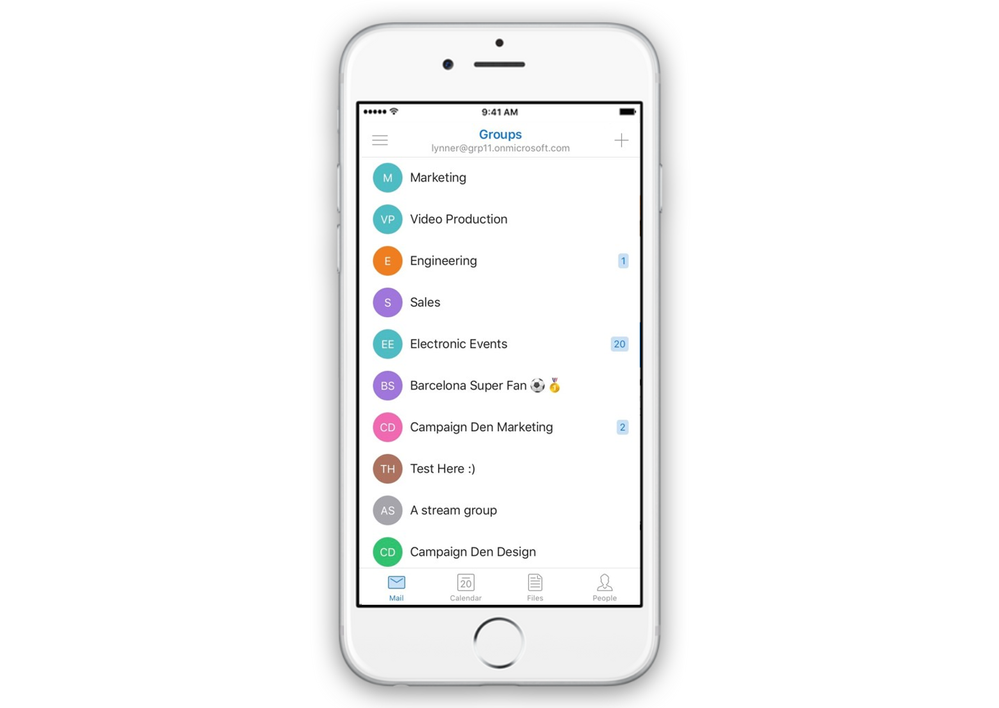 Groups in Outlook for iOS