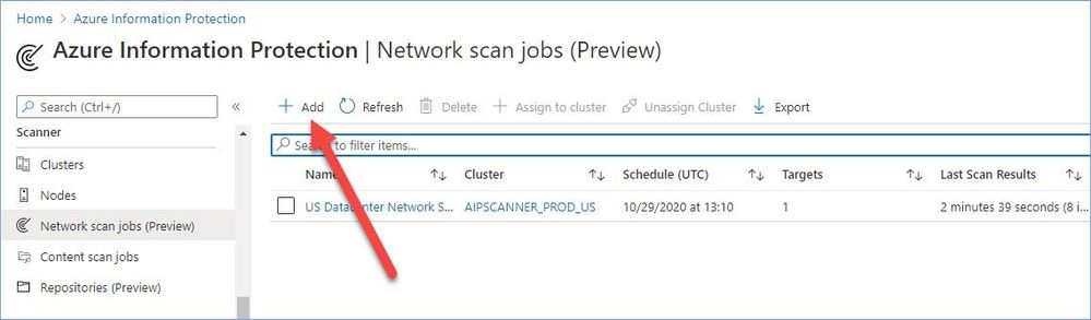 Figure 14: Adding a new network scan job.