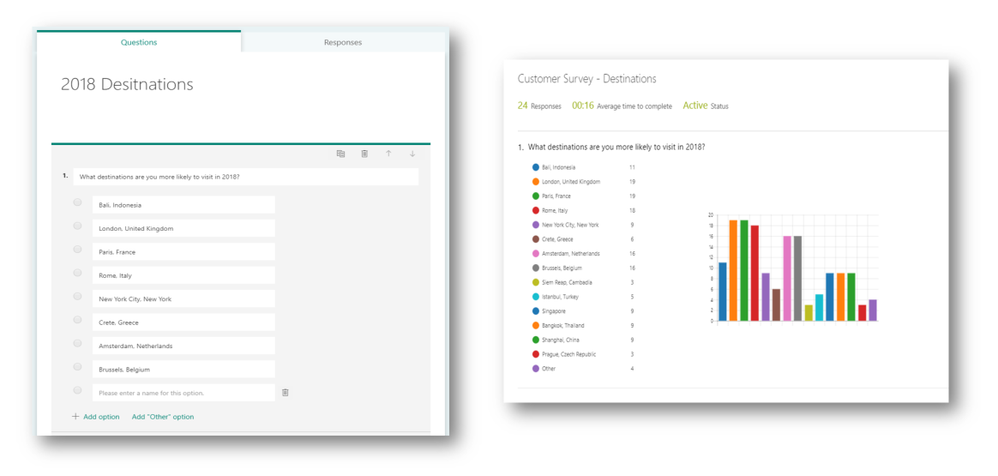 Add the Forms web part to display the survey itself and results after submission.