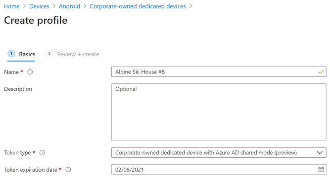 Pick the enrollment profile in Intune console for “Android Enterprise dedicated device with Azure AD shared mode