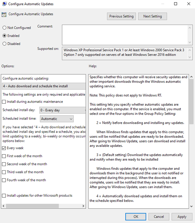 How to configure automatic update settings using Group Policy